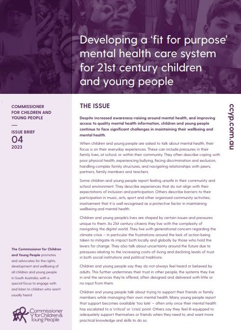 Developing a ‘Fit for Purpose’ mental health crisis care system for a 21st century children and young people