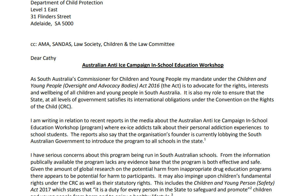 Submission on the Australian Anti-Ice Campaign, 2018