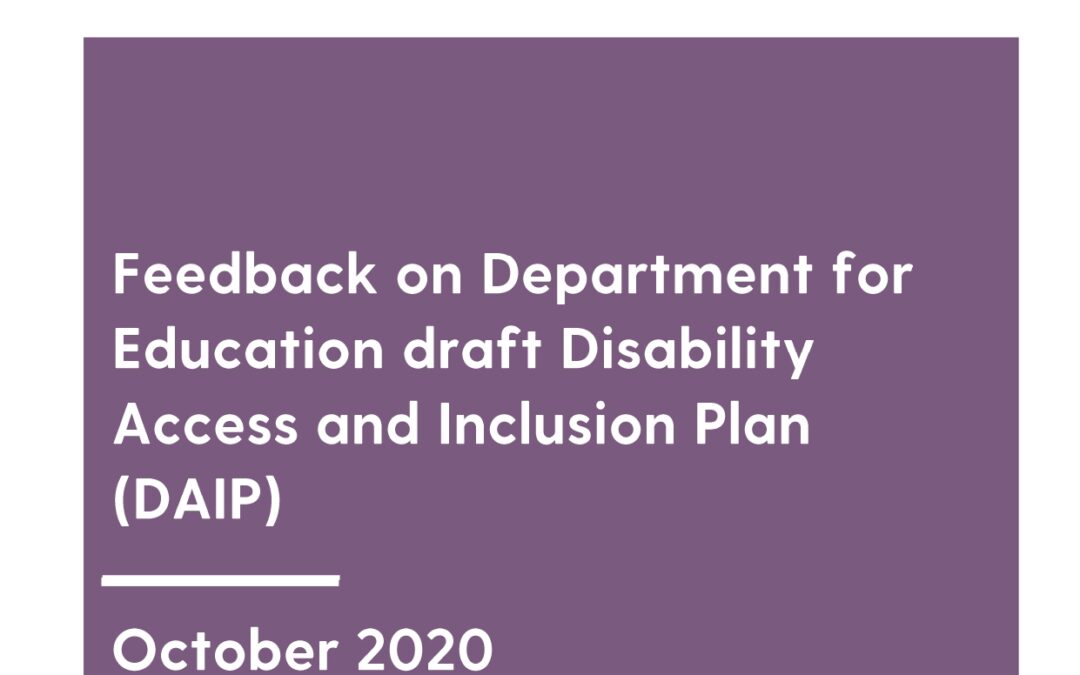 Submission on the Department for Education draft DAIP, 2020