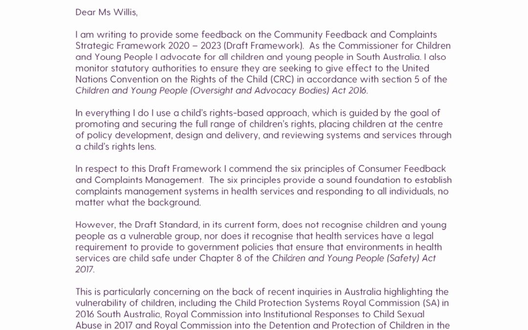 Submission on the Draft Community Feedback and Complaints Strategic Framework, 2020