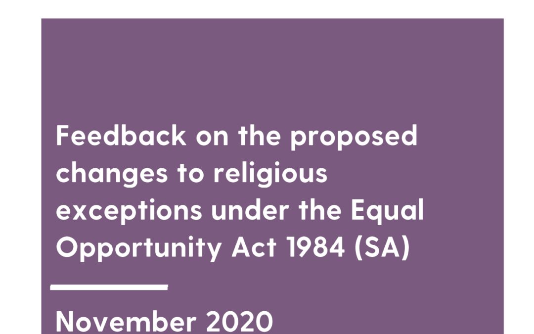 Submission on Changes to Religious Exemptions under the Equal Opportunity Act, 2020