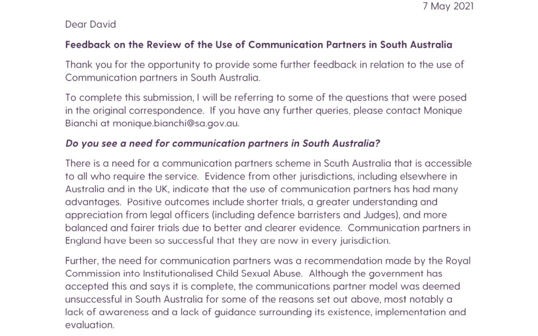 Submission on the Communication Partner Scheme, 2021